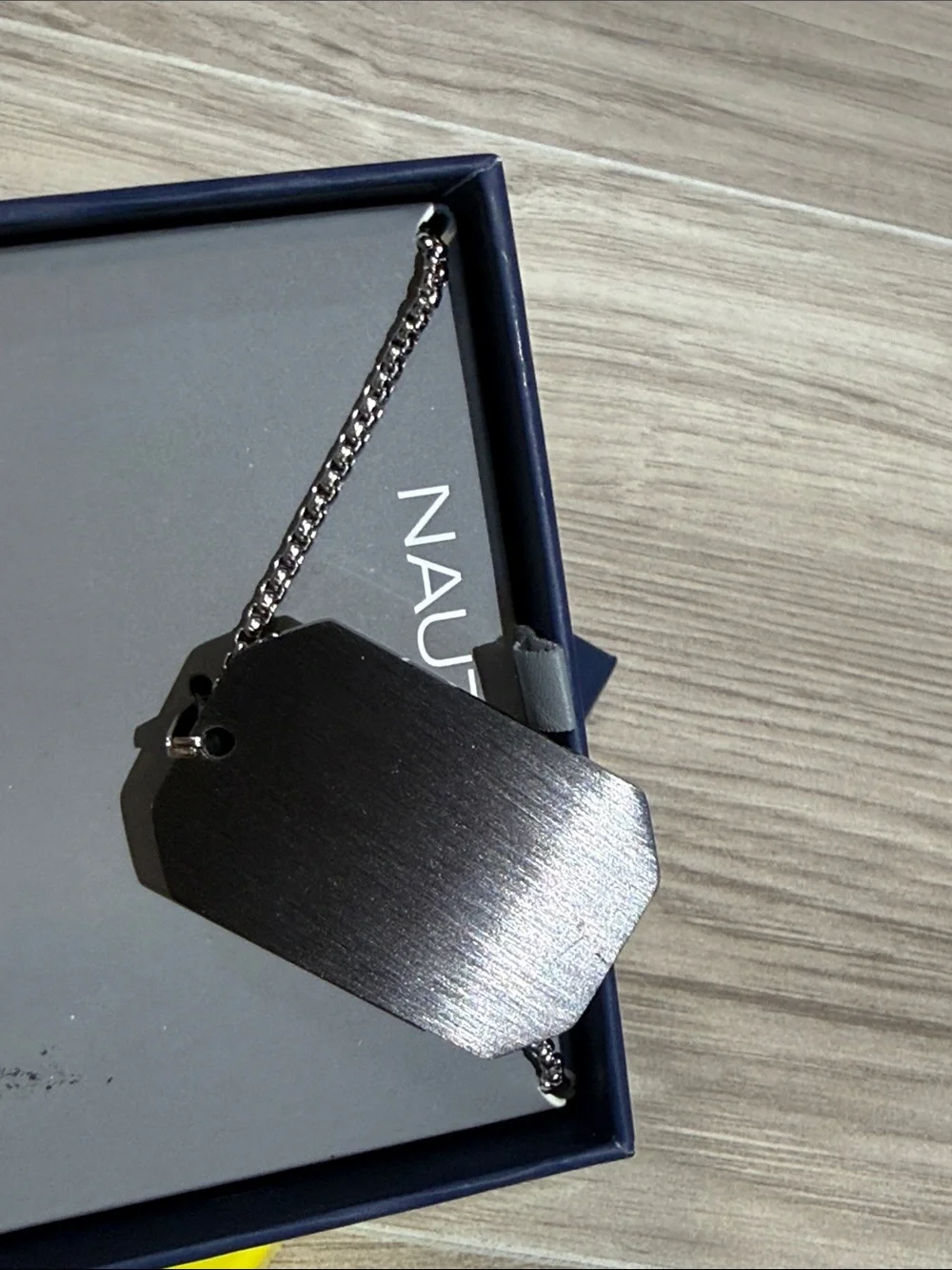 Nautica Silver tone Stainless Steel Eagle & American Flag Dog Tag Necklace